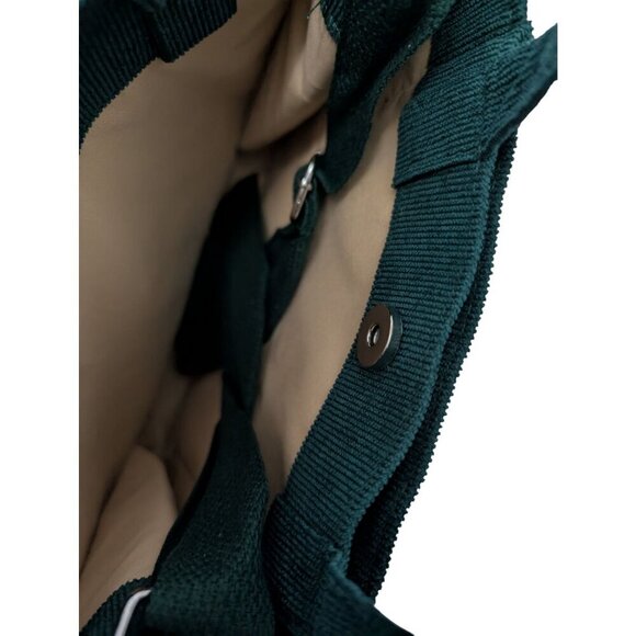 Letu Green Corduroy Mini Tote Bag Adjustable Shoulder Strap, Magnetic Closure - Picture 3 of 8